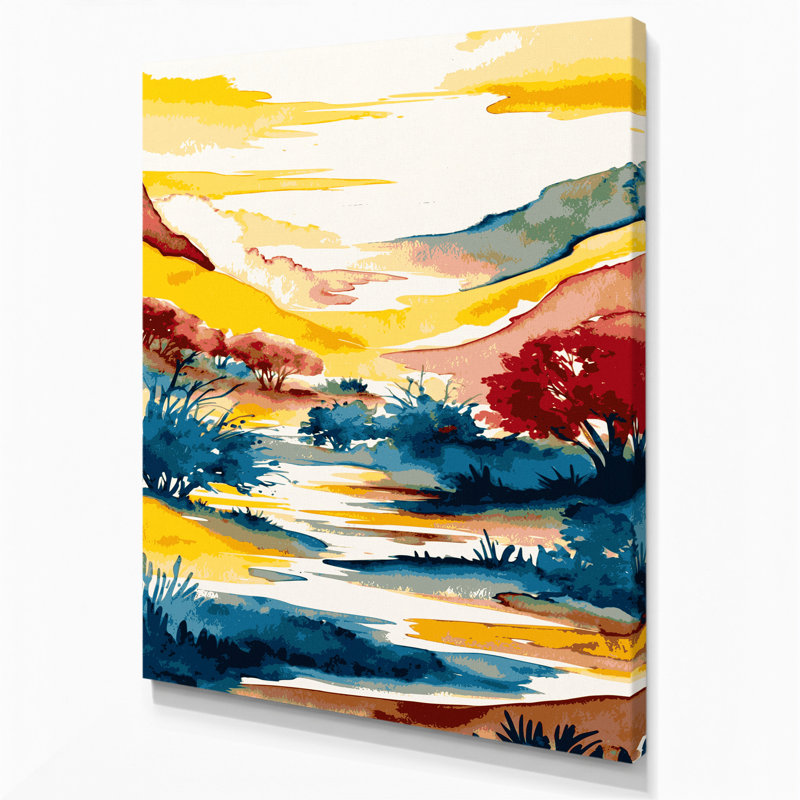 «Watercolor Landscape 71», art mural sur toile beige, H 8 po x l 10 po