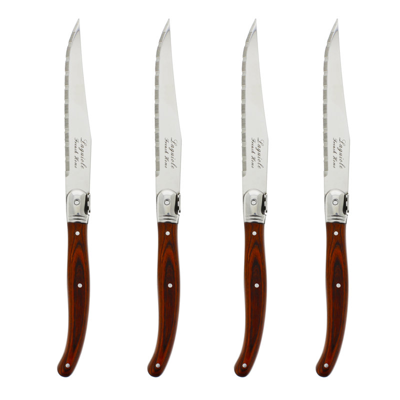 Ensemble de 4 couteaux à steak Laguiole French Home, Bois de pakka