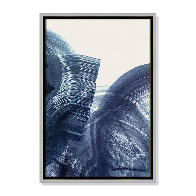 Indigo Crescendo II, impression par , Flottant argenté, H 19,5 po x l 13,5 po