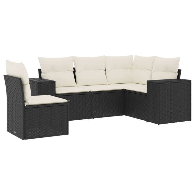 Ensemble de canapé de jardin Vidaxl noir, blanc crème