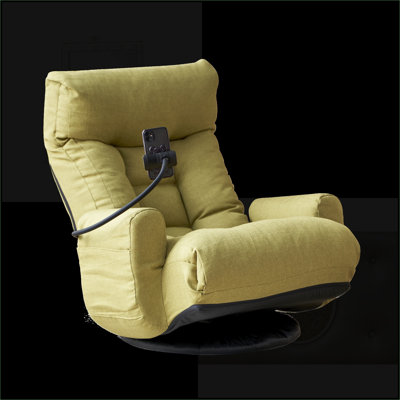 xpiyaer Adjustable 360-Degree Swivel Leisure Recliner Arm Chair for Living Room, Soft Green Metal Frame