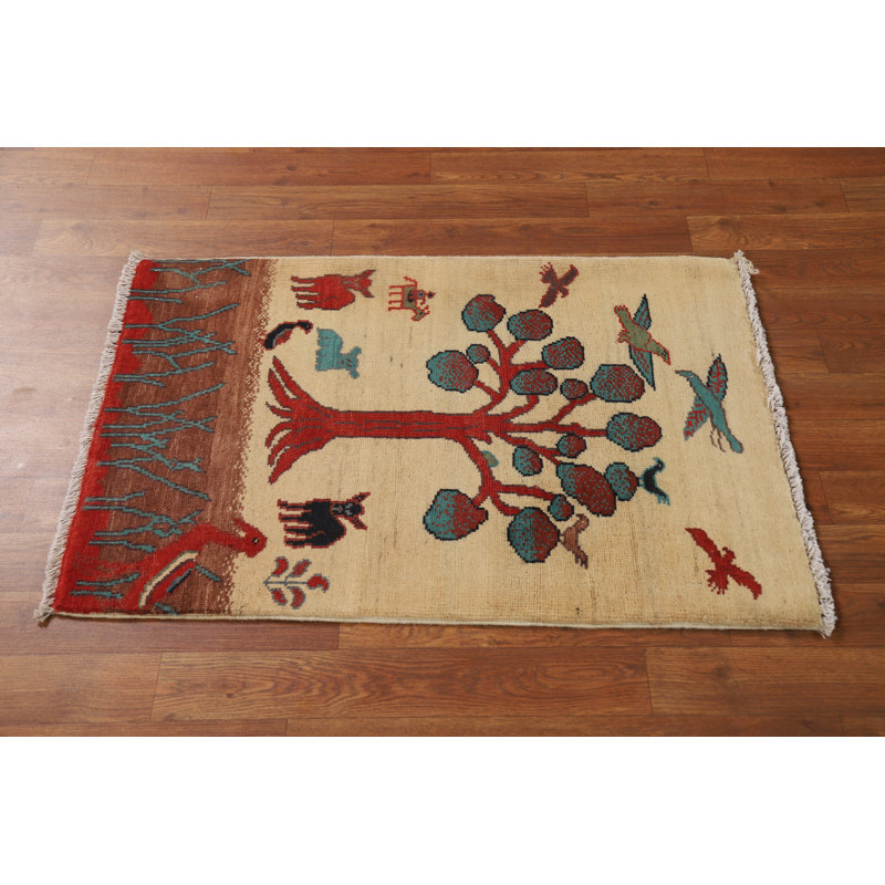 Tapis décoratif à motif d'animaux Kazak 2 x 3