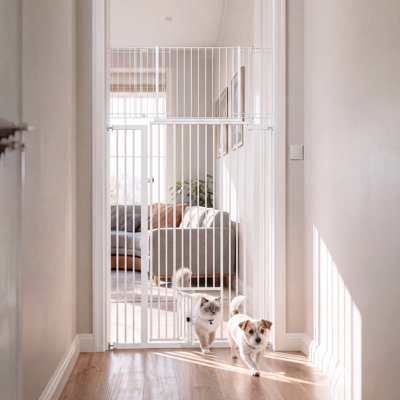 183?cm Extra Tall Pet Gate, Adjustable 75-103cm Safety Gate for Cats & Dogs, No-Drill Wide Gate with One-Hand Operation, Auto-Close Door, Stair, Hallway Use