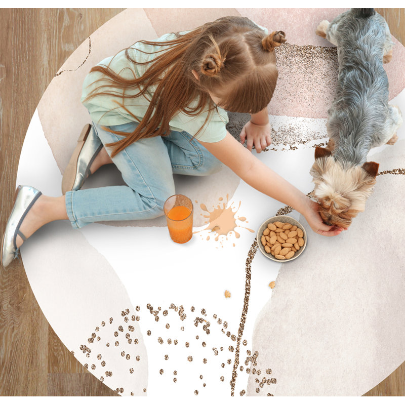 Sady Vinyl Machine Printed Area Rug, Round 150cm