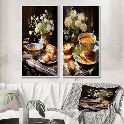 French Soup Savory Elegance - Ensemble de 2 impressions sur toile