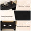 Table de chevet avec 2 tiroirs de rangement, de style campagnard, noire-758820966-758820964
