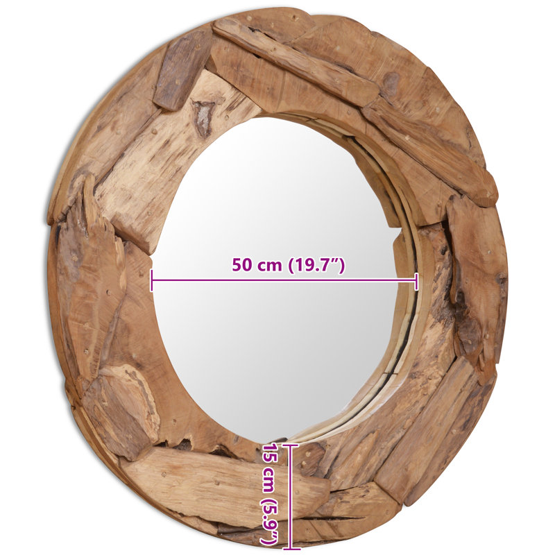 Caroline Wood Flat Wall Mirror, 80cm H x 80cm W