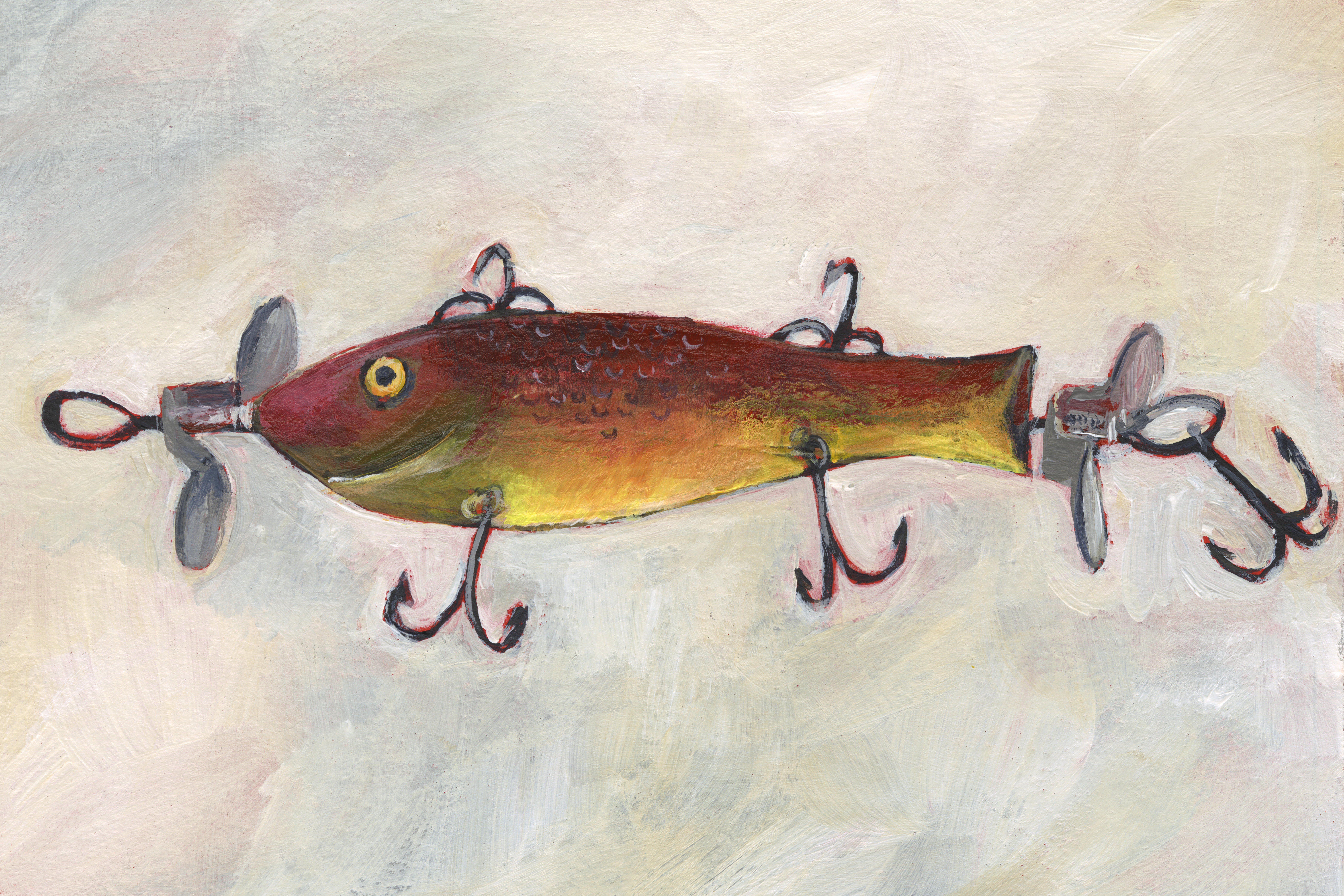 Retro Fishing Lure V On Canvas by Regina Moore Painting