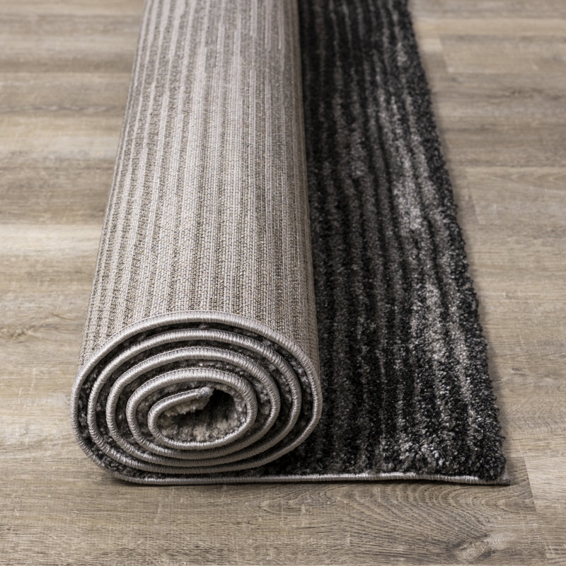 Tapis gris neutre tissé Menoher, Rectangle 7 pi 10 po x 10 pi 6 po