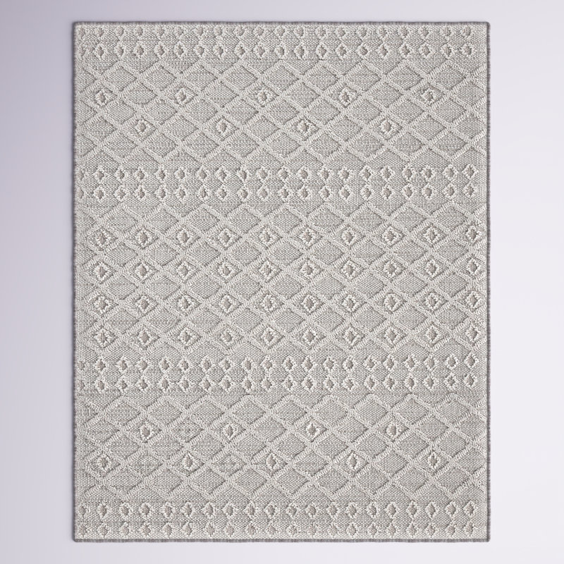 Tapis intérieur / extérieur gris Charlcombe Southwestern, Rectangle 8 pi x 10 pi