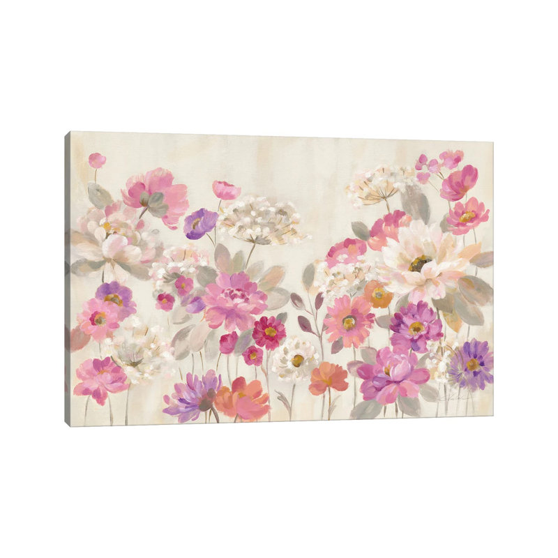 Queen Annes Lace Garden - reproduction d'art murale encadrée, H 32 po x l 48 po, Toile tendue, Ne s’applique pas