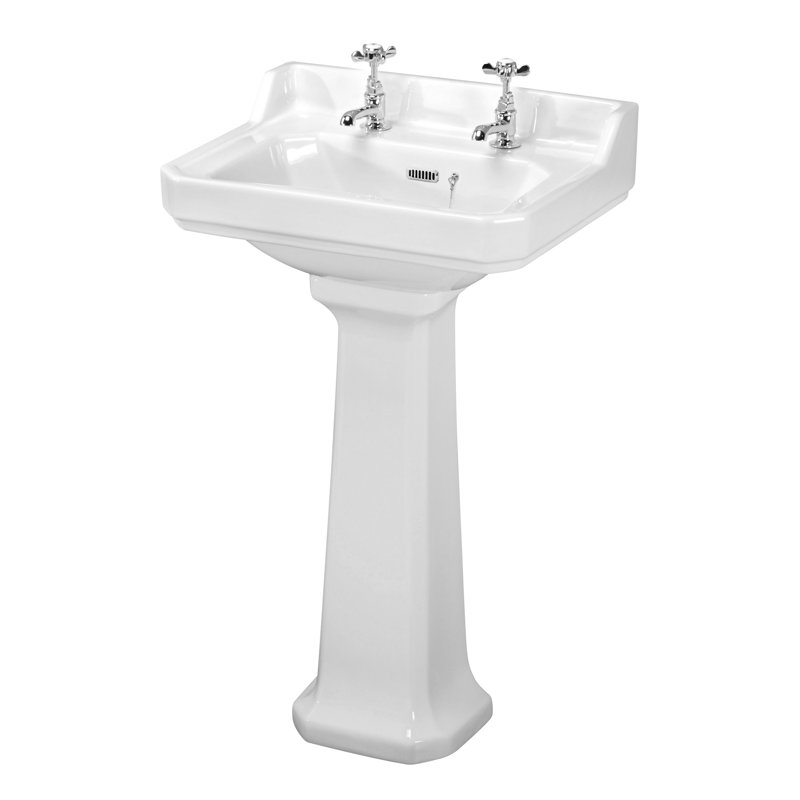  Vitreous China Rectangular Full Pedestal Basin