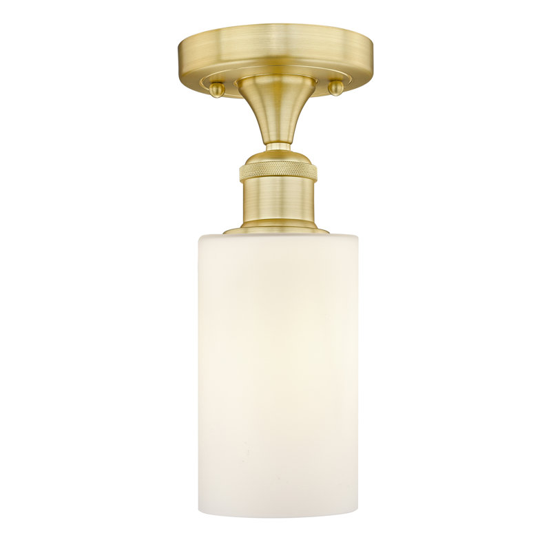 Broadoaks Glass Semi Flush Mount, Matte White, Satin Gold