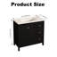 Meuble-lavabo 35,5 po, finition noire, lavabo en résine, 3 tiroirs, portes à fermeture douce, armoire à fermeture en douceur Water-American Design, conception Splash, fabrication en contreplaqué