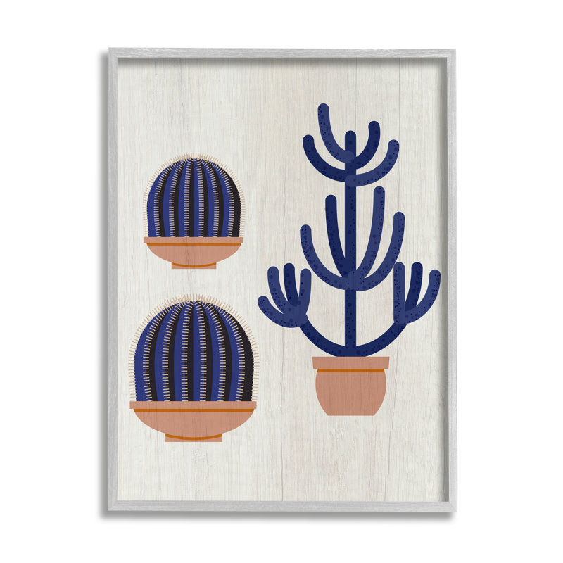 Art mural sur toile surdimensionné de cactus bleus modernes surdimensionnés par Daphne Polselli, H 30 po x l 24 po