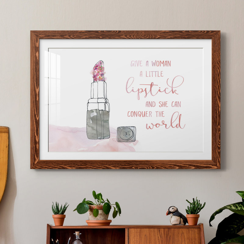 «A Little Rouge à lèvres», impression sur papier encadrée, H 31,5 po x l 23,5 po x P 1,5 po, Papier avec cadre érable