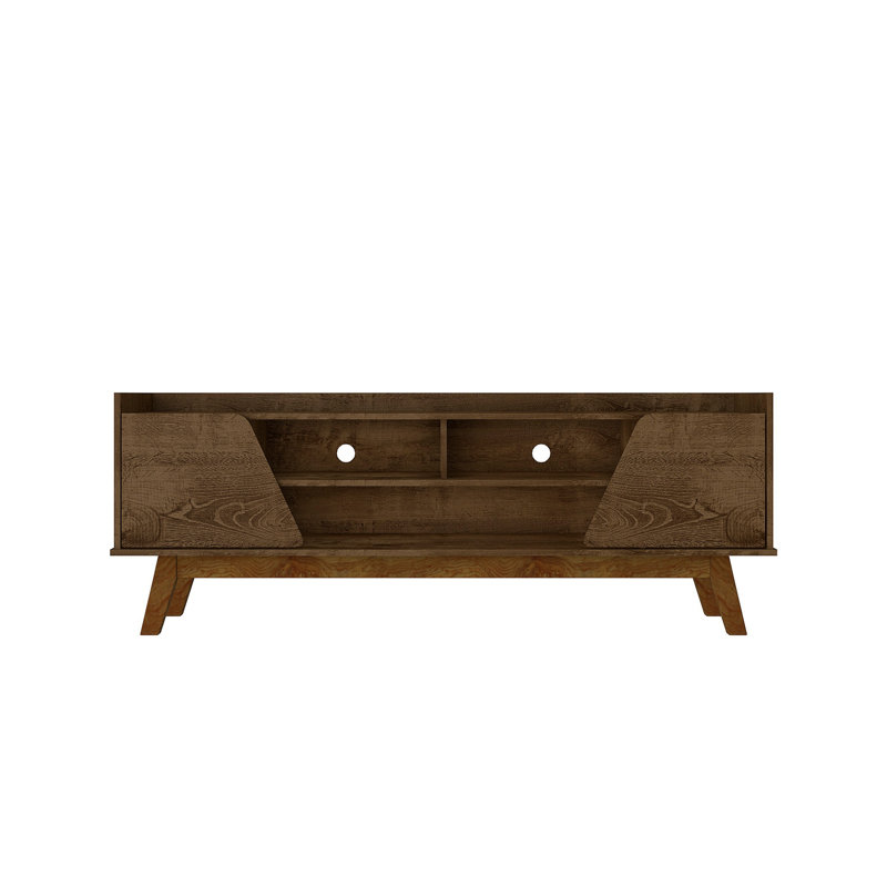 Marcus Mid-Century Modern Tv Stand in Rustic Brown, Rustic Brown, 23.42"H x 62.99"L x 14.17"W