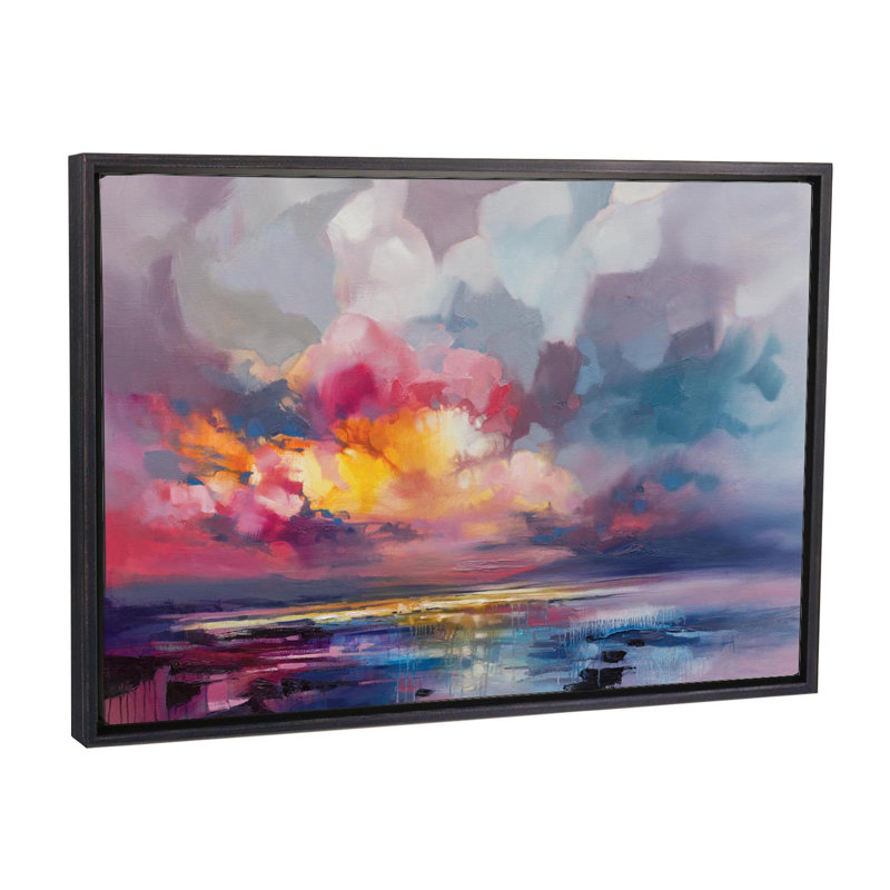 « deplacement » par scott naismith-reproduction d’art, H 40 po x l 60 po x P 1,5 po, Toile avec cadre noir patiné