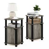 3-Tier End Side Table/Nightstand with Door(2-Pack)