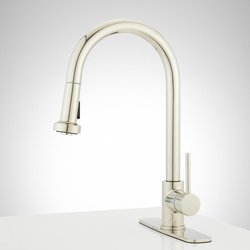 Ridgeway Pull-Down Kitchen Faucet with Deck Plate - Polished Nickel, Polished Nickel