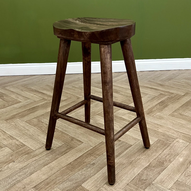 Generosa Counter Stool with Solid Wood Frame, Dark Oak