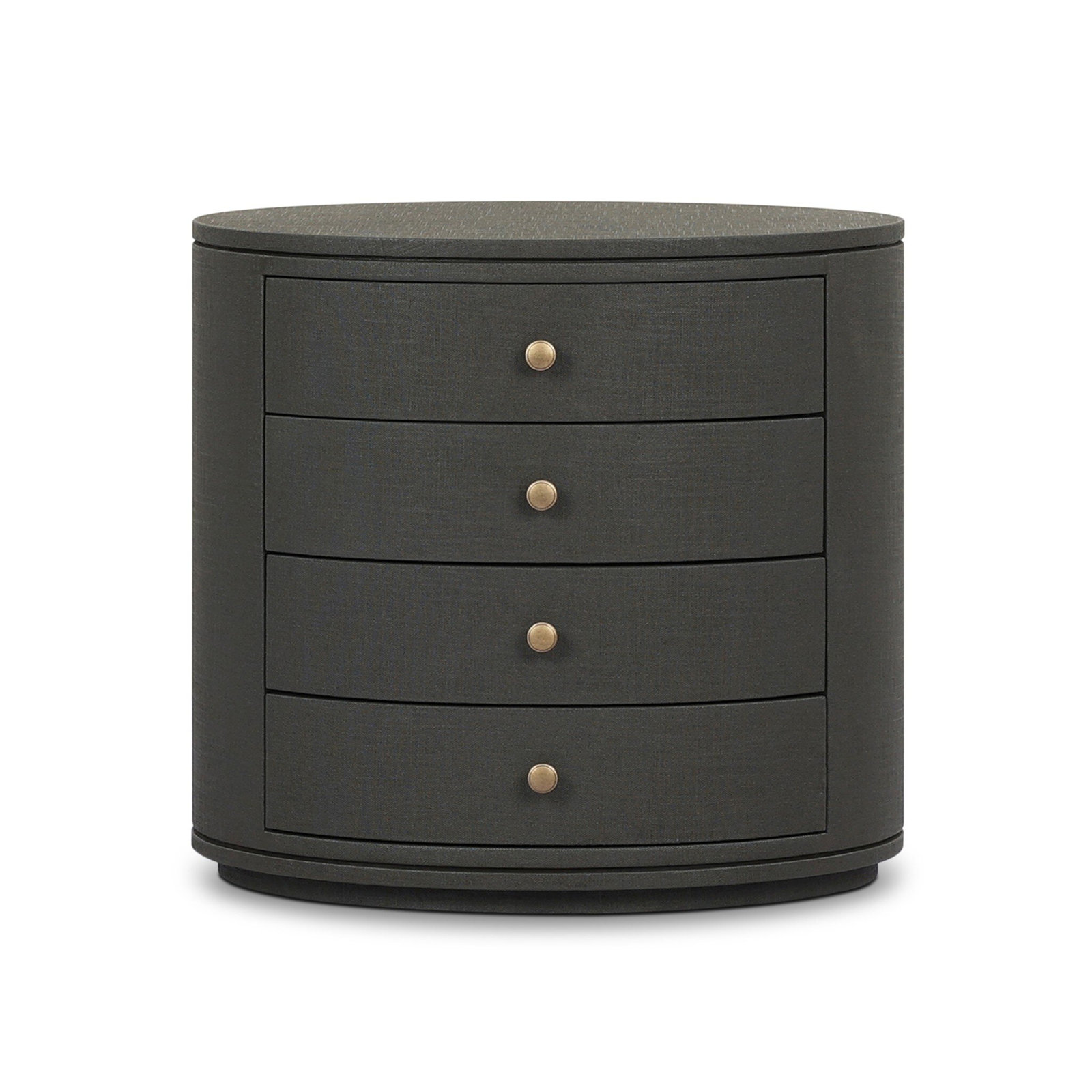 Luciana Oval Nightstand-Linen, Dark Green Lacquered Linen