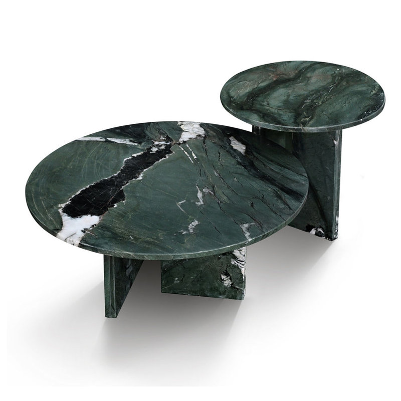 Ensemble de tables basses en marbre naturel vert, petite table, table de salon, pierre naturelle, marbre véritable, marbre véritable