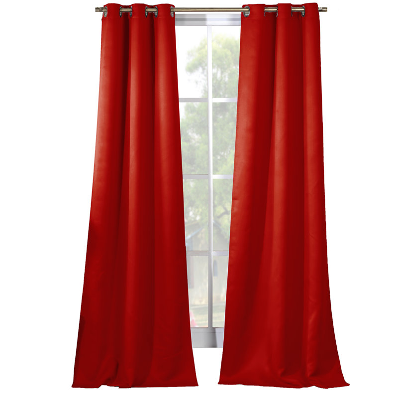 Crispin Blackout Curtains / Drapes Pair, Red