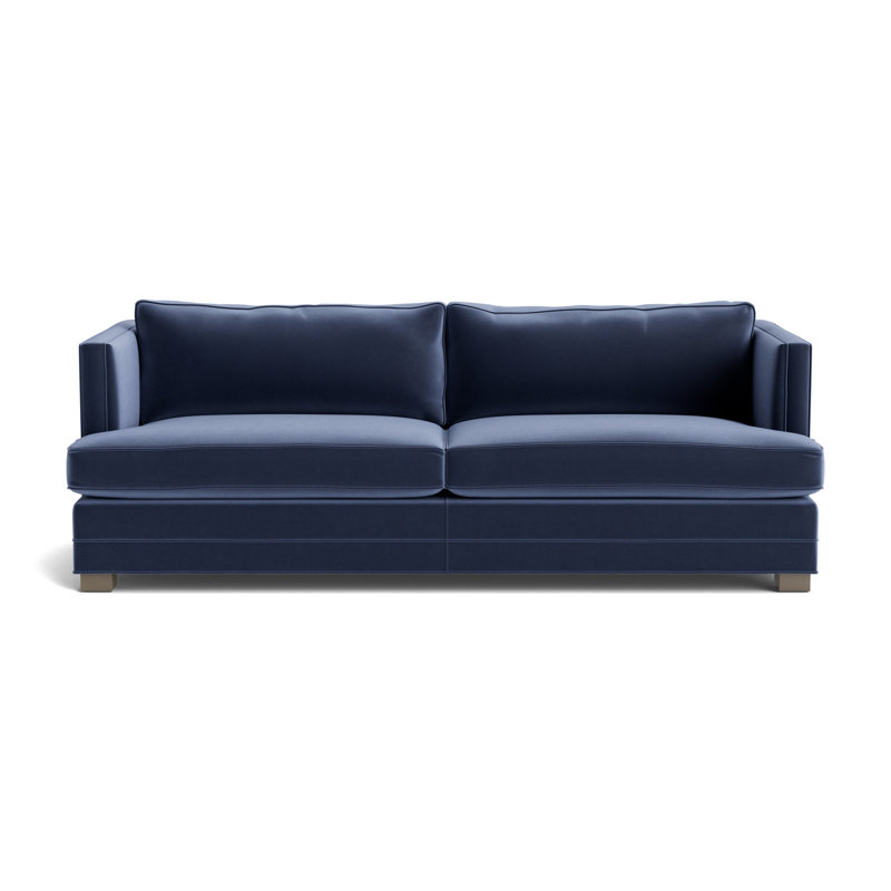 Keaton No Nail 84 Sofa, Performance Velvet - Indigo, Driftwood