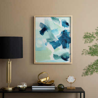 «Teal Composition II», reproduction encadrée - bois massif