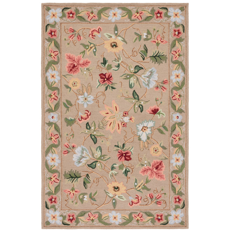 Chelsea Hand Hooked Wool Floral Rug, Rectangle 6' x 9'