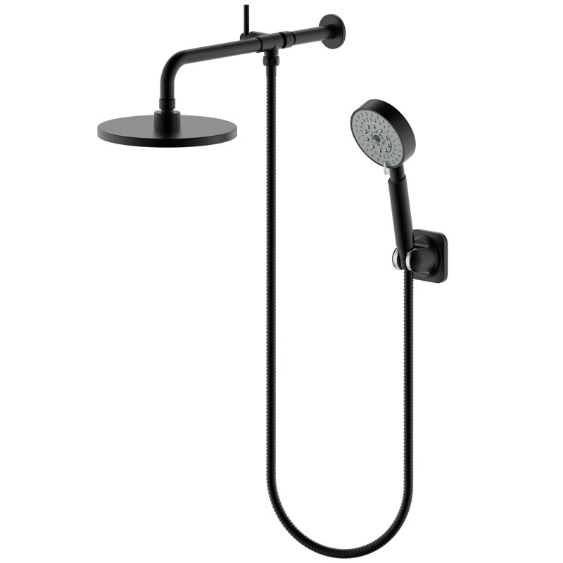 Derengge Shower Head Combo With 8 Inch Shower Head, 5 Function Handheld Showerhead, Polished Chrome