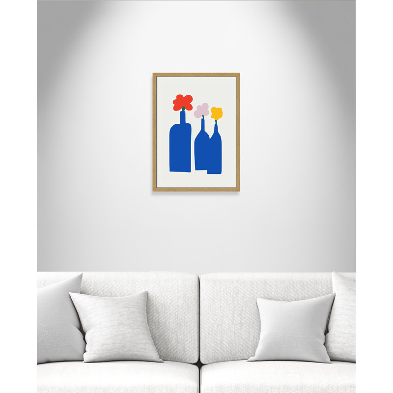 «Bold Blooms Trio Print» par Dean, Grain de bois naturel, L 17 po x H 23 po, Impression encadrée