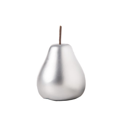 Ceramic Pear Figurine with Stem Matte Finish Silver..4.25"x4.25"x6.25"H