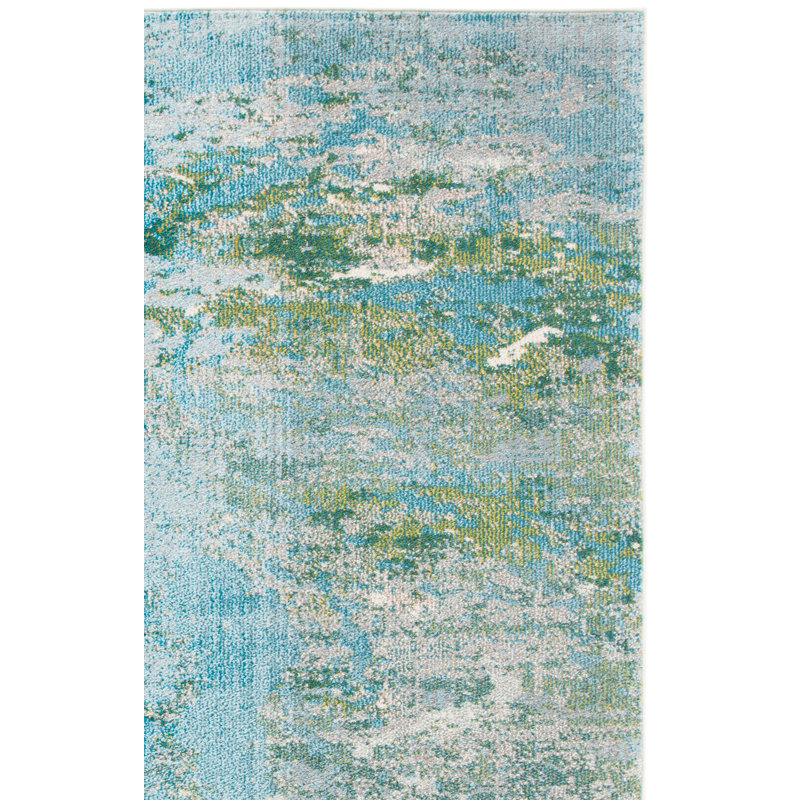 Etta Abstract Light Blue/Green Area Rug, Rectangle 5'3" x 7'6"