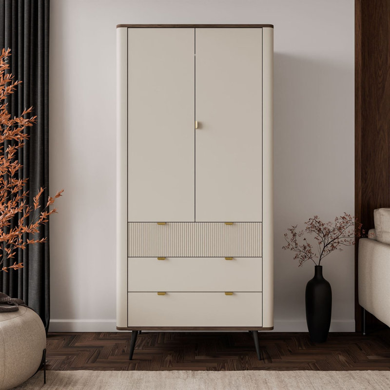2 Door Wardrobe, cashmere / walnut
