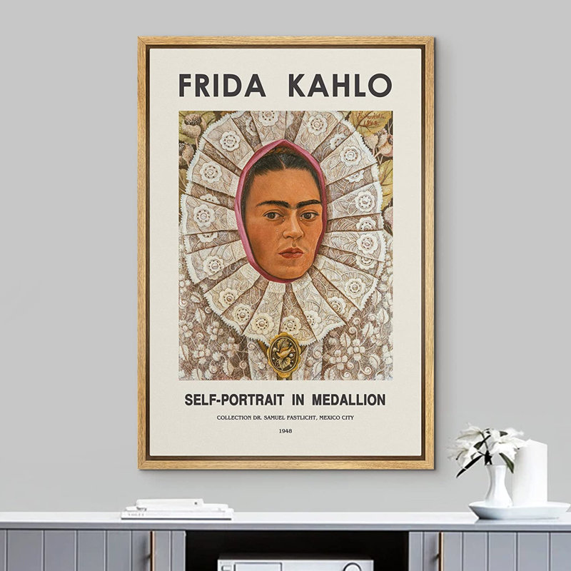 Art mural classique IDÉE4WALL, reproduction d'art sur toile autoportrait par l'artiste principale Frida Kahlo, Naturel