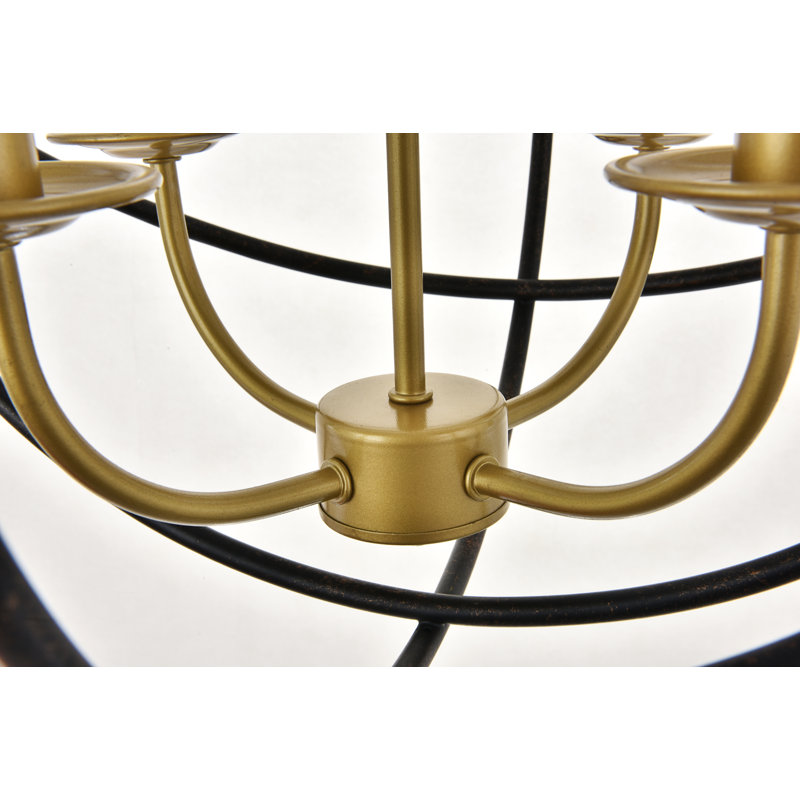 Luminaire suspendu simple Kwiete, Laiton, 4 lumières, H 19,2 po x l 18,1 po x P 18,1 po