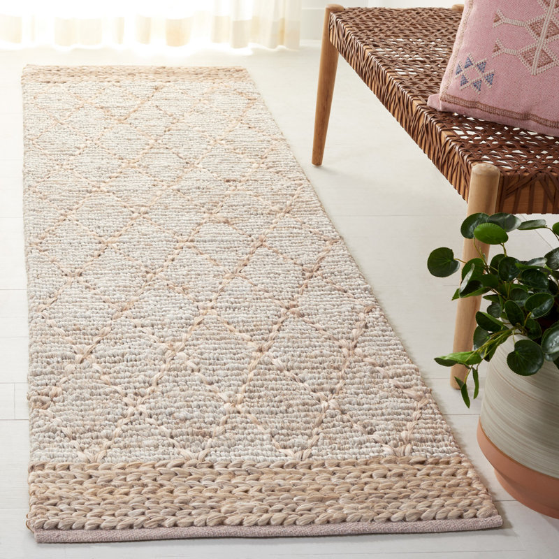 Tapis géométrique en jute / coton tissé à la main Alderman, Tapis de couloir 2 pi 6 po x 6 pi