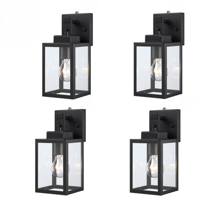 4-pack Outdoor dusk-to-dawn sensor Wall Light with Matte Black Finish