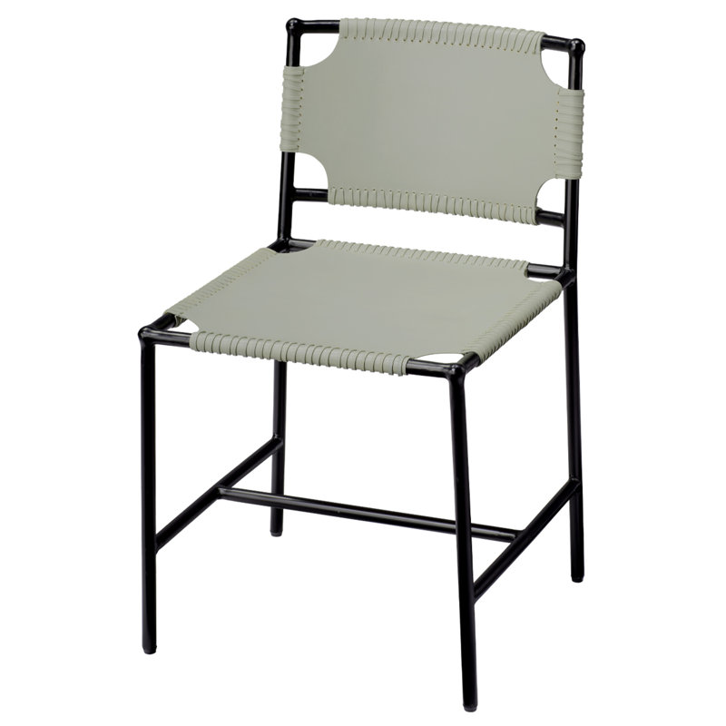 Dove Grey Leather Upholstered Arm Chair with Metal Frame