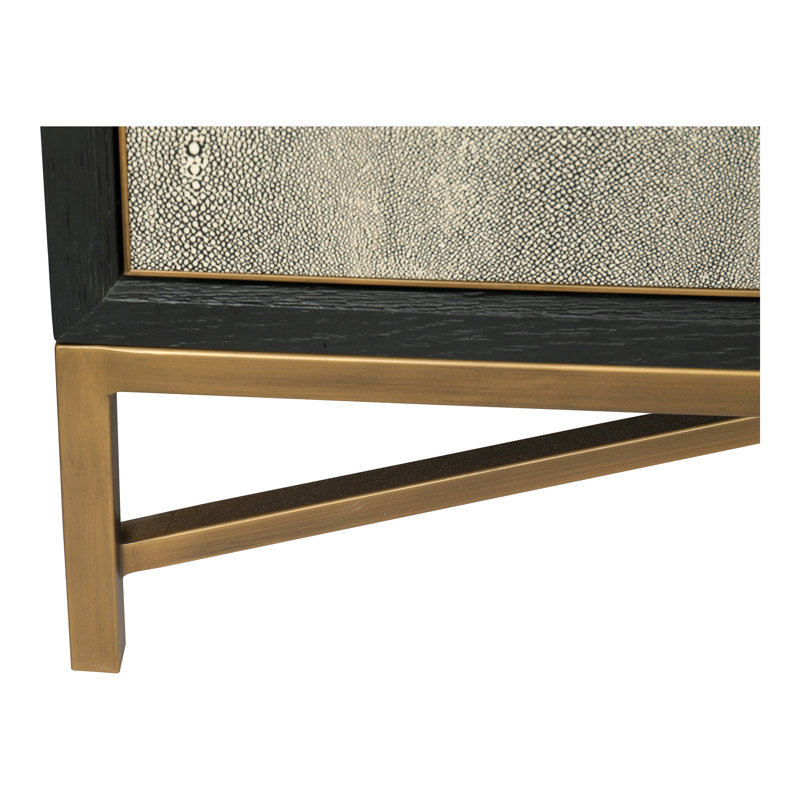 Sideboard, Solid Wood Frame, Vegan Leather, Grey