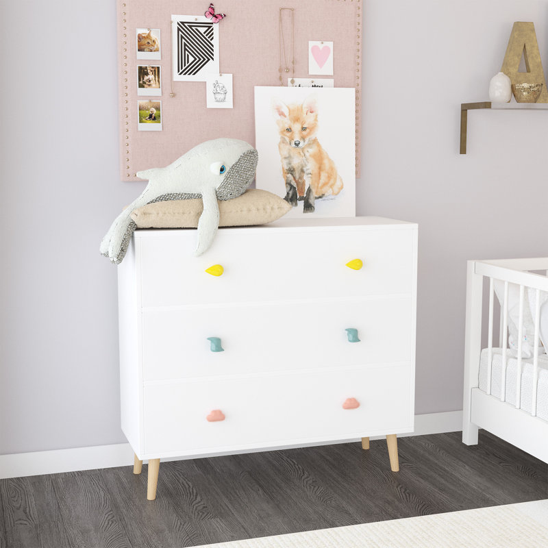 Commode 3 tiroirs pour enfants, Blanc