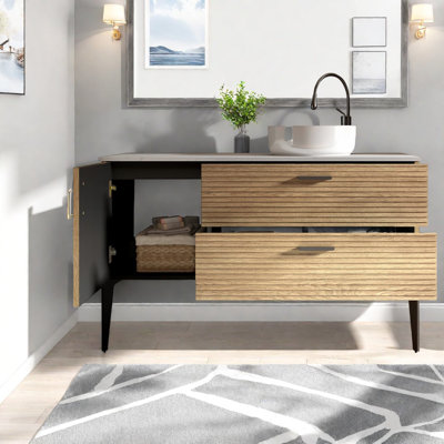 Meuble-lavabo et lavabo en chêne moderne peu encombrant pour maisons contemporaines