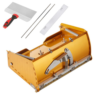 Boîte de plâtre pour cloison sèche, 10 pouces de large à nettoyage rapide, boîte de boue de finition en aluminium pour plaque de plâtre, panneau mural, garde-boue, garde-boue en prime, 2 pales en acier inoxydable supplémentaires (10/12 po)