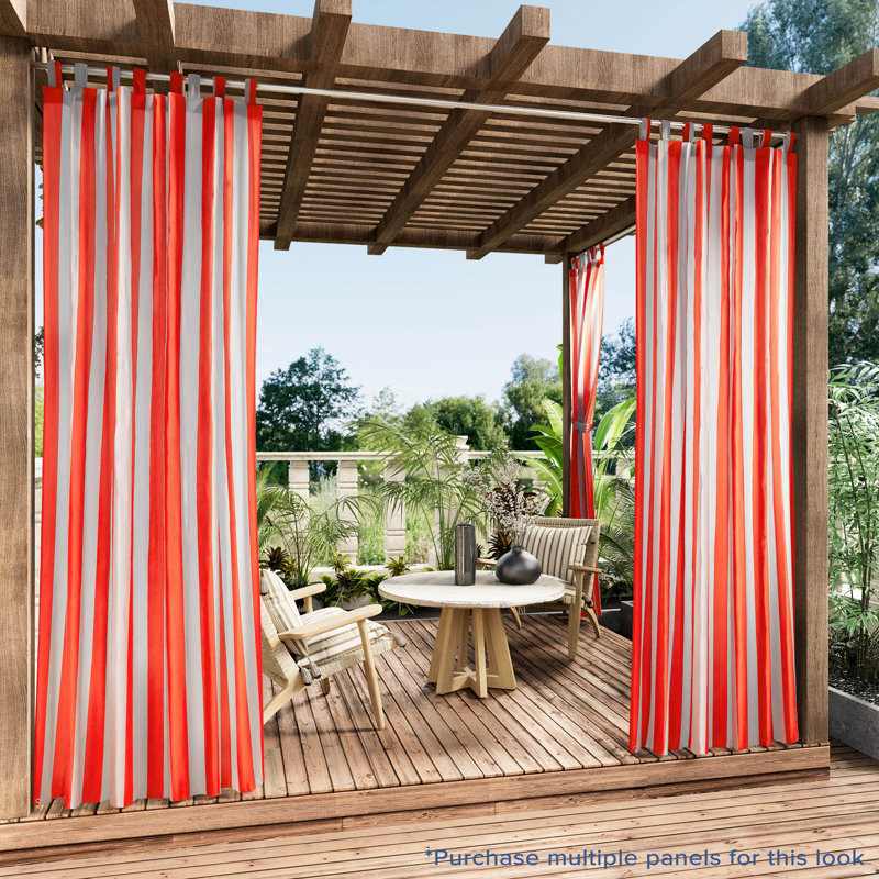 Stripe Outdoor Tab Top Panel, Tangerine, 52" W x 108" L