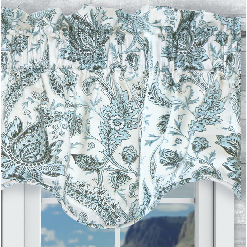 Nithin Cotton Scalloped Window Valance, Mist