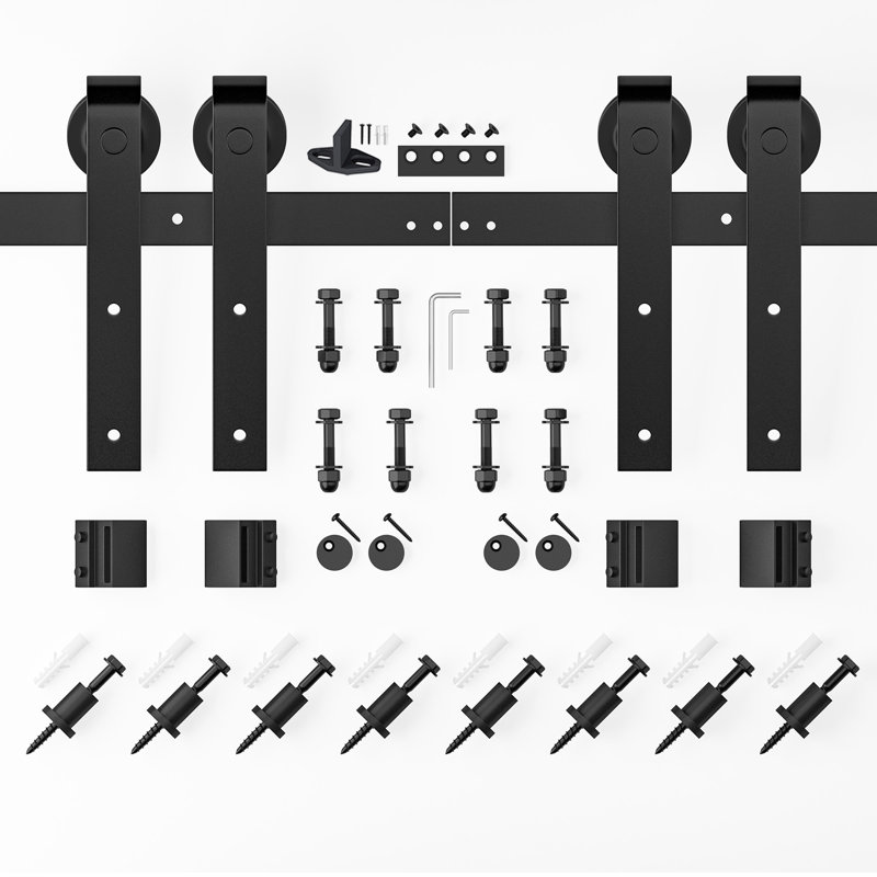 Classic Design Sliding Standard Double Barn Door Hardware Kit (Not Include Door), 120 in.