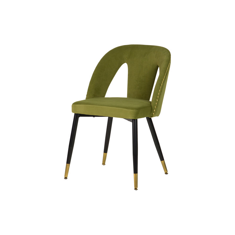 111.76cm H Velvet Upholstered Side Chair, Green/Gold/Black