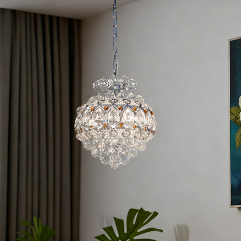Chrome Crystal Pendant Light For Entryway Or Hallway